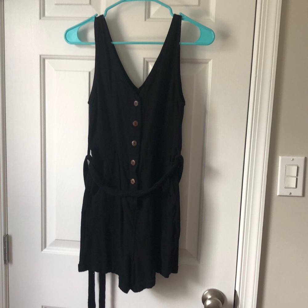Pink Lily black romper with tie